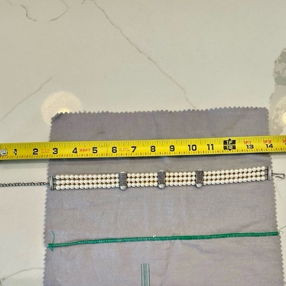 Judith Jack Sterling with Marcasite and Faux Pearl Set (choker & earrings) - Picture 7 of 8